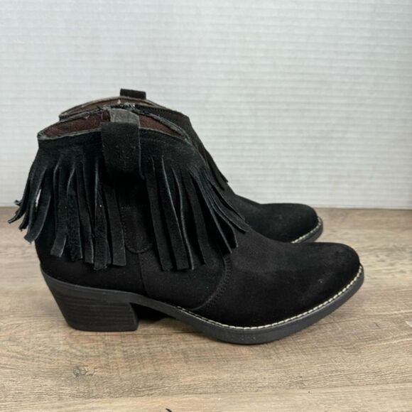 Eric Michael Women’s Suede Fringe Booties sz 6 (Euro 37) NEW # Box H39 - Picture 1 of 8